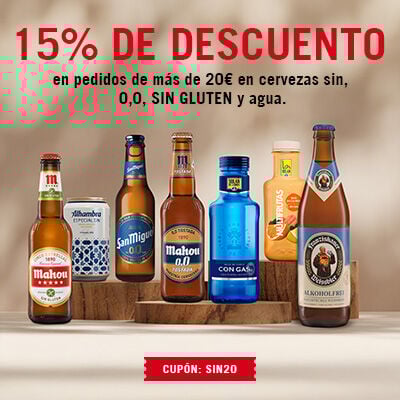 Aprovecha el 15% de descuento en cerveza y agua