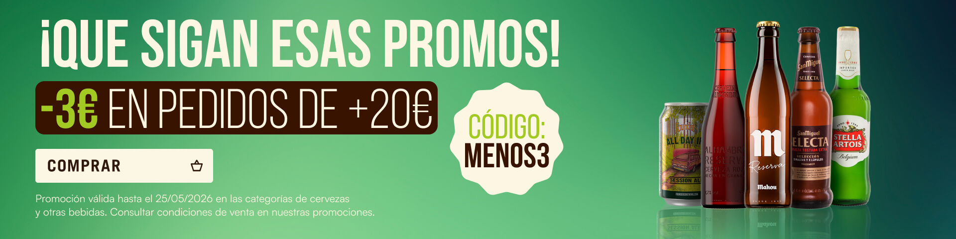 Aprovecha los 3&euro; de descuento