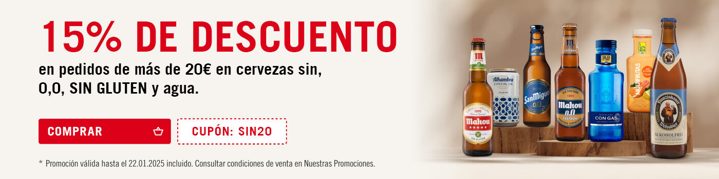 Aprovecha el 15% de descuento en cerveza y agua