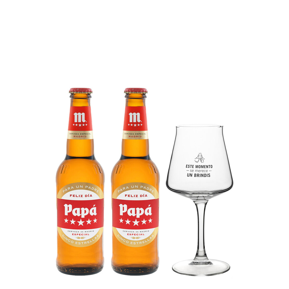 Pack Mahou Cinco Estrellas Edici&oacute;n Limitada Pap&aacute; + Copa