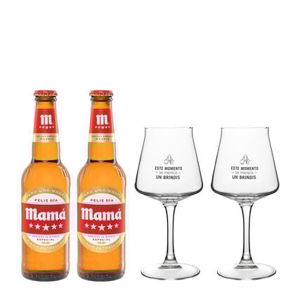 Pack Mahou Cinco Estrellas Edici&oacute;n Limitada Mam&aacute; + Copas
