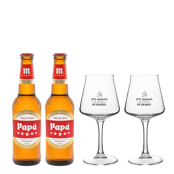 Pack Mahou Cinco Estrellas Edici&oacute;n Limitada Pap&aacute; + Copas
