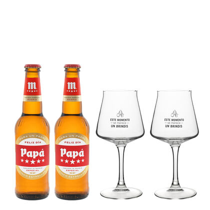 Pack Mahou Cinco Estrellas Edici&oacute;n Limitada Pap&aacute; + Copas