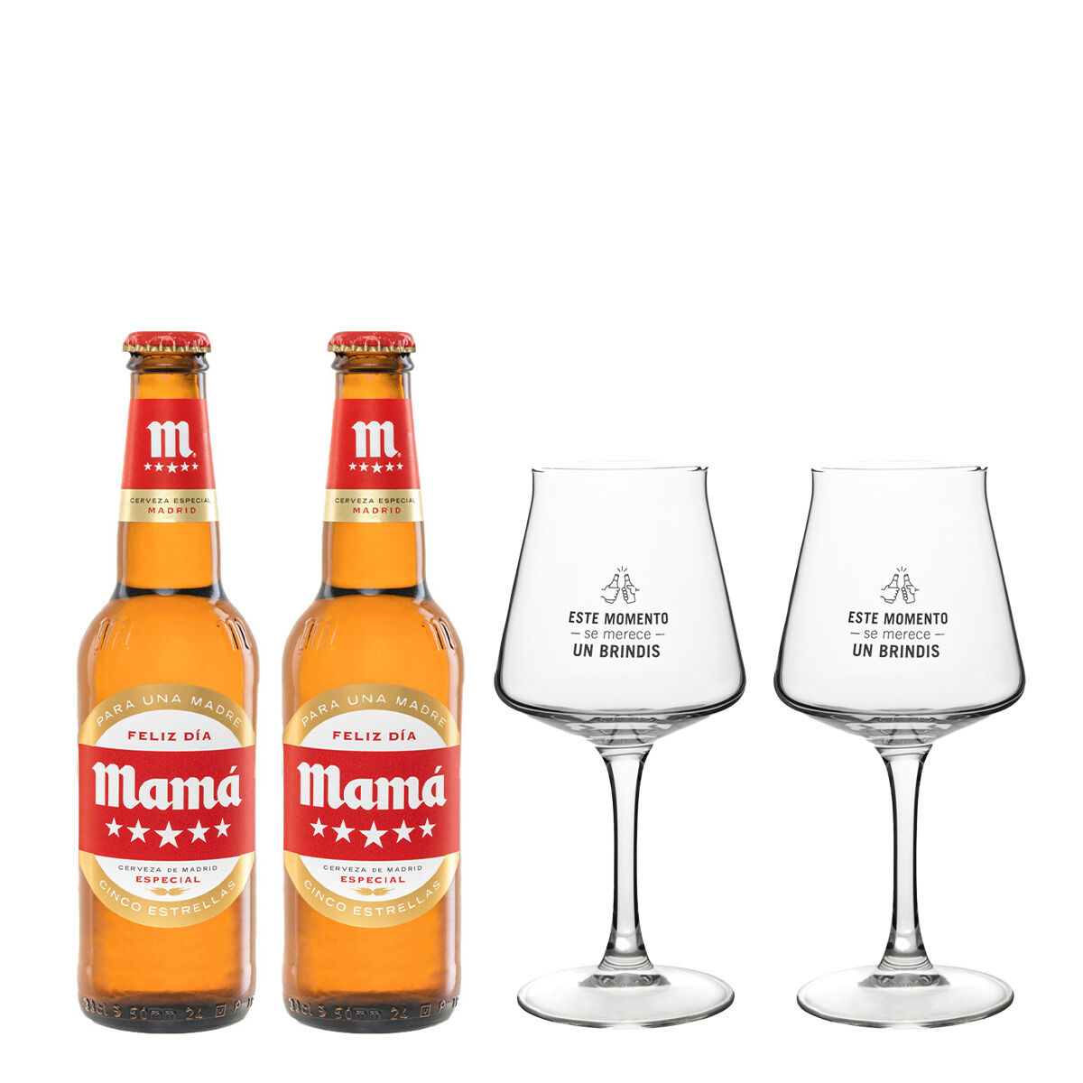 Pack Mahou Cinco Estrellas Edici&oacute;n Limitada Mam&aacute; + Copas